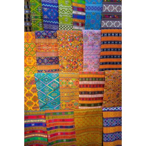 Bhutan-Thimphu Traditional colorful and ornate hand woven textiles